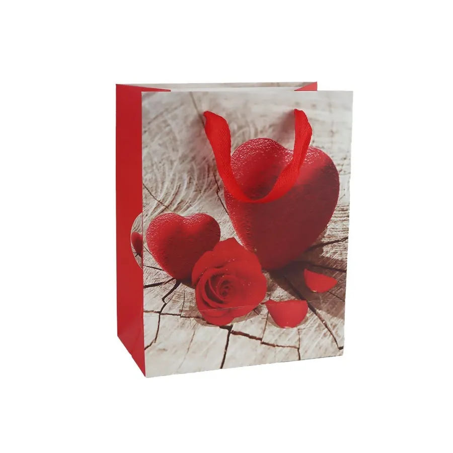 Dárková taška srdce a růže střední