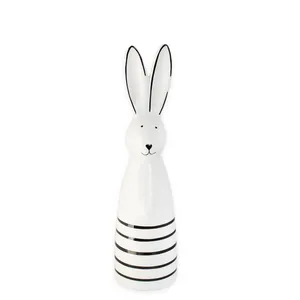 Zajíc keramika 20cm bílá/černá