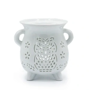 Kotlíková aroma lampa - sova bílá