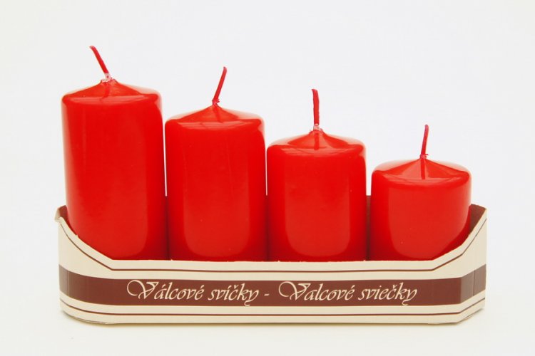 Svíce adventní sada pyramida 4ks - červená