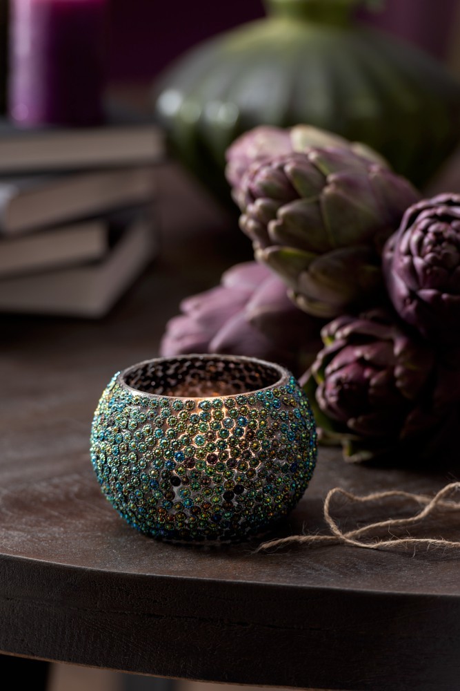 Zelený barevný skleněný svícen Diamond