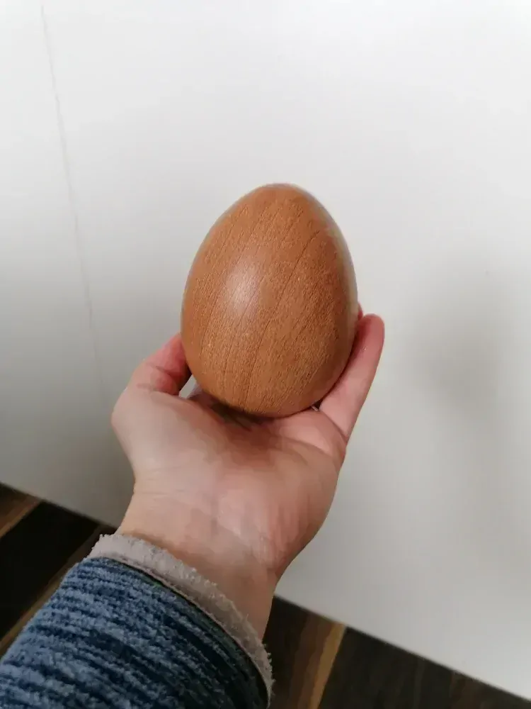 Vajíčko keramika 9,8cm dekor dřevo