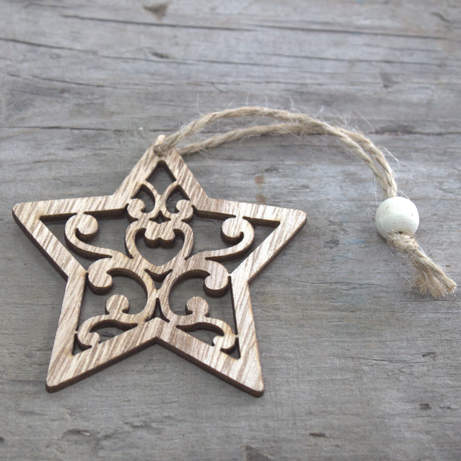 Sada 3 dřevěných vánočních dekorací - Hvězda