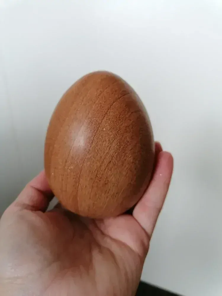 Vajíčko keramika 9,8cm dekor dřevo